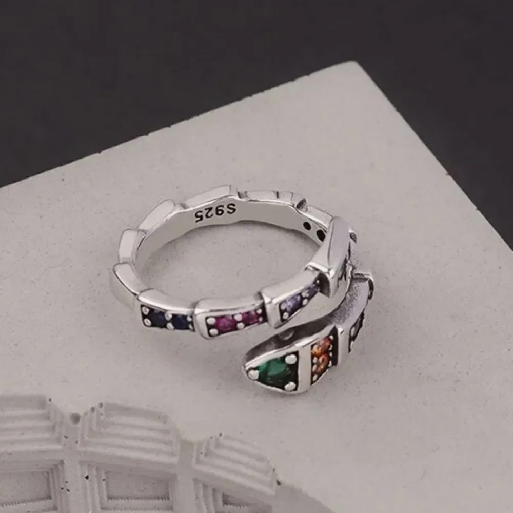 The Multi-Colored Serpent Ring in 925 silver